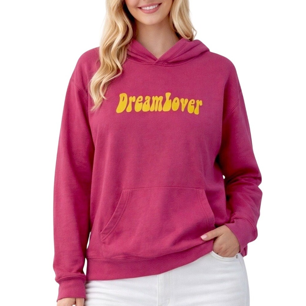 Petals and Peacocks Pink Dreamlover Graphic Hoodie Sweatshirt Women Small